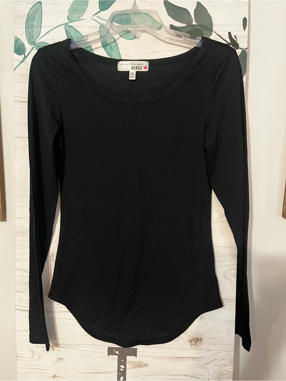Derek Heart Black Long Sleeve Scoop Neck Top